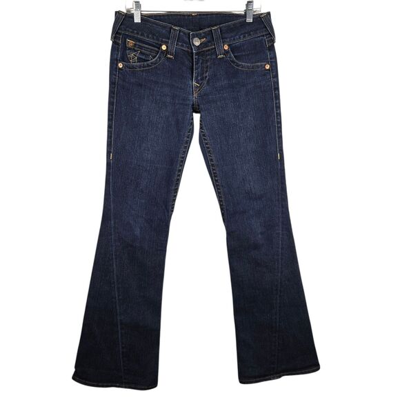 True Religion WC92075QV Drifter Joey Womens Jean Blue Low Rise Flare 30 BootCut - Picture 1 of 5